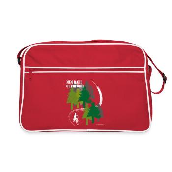 mim Radl querfödei - mit dem Rad quer Feld ein - Retro Tasche - Rot/Weiß - Vorne