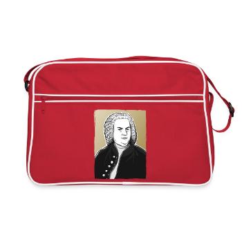 Johann Sebastian Bach in schwarz weiß und gold - Retro Tasche - Rot/Weiß - Vorne