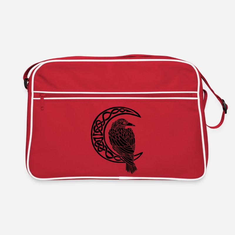 Der schwarze Rabe und der Mond Retro Tasche