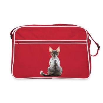 Devon Rex Cat - Retro Bag - red/white - Front