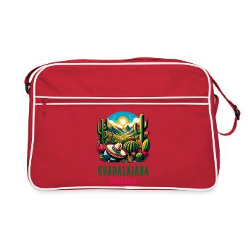 Guadalajara Mexico cactus design - Retro Bag - red/white - Front