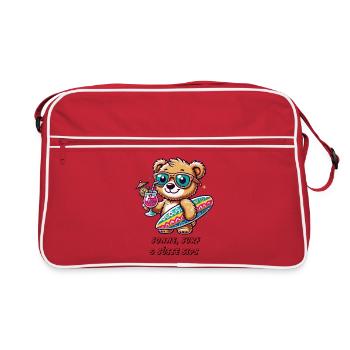 Summer Surf Bear – Relaxed and Cool! - Retro Bag - red/white - Front