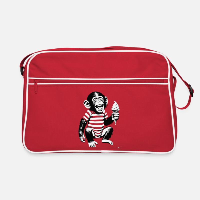 Playful Monkey with IceCream Design Retro Bag