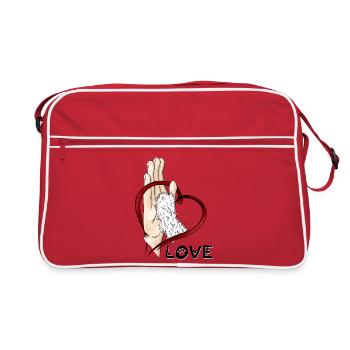 Pfotenliebe - weißes Pfötchen - Retro Tasche - Rot/Weiß - Vorne
