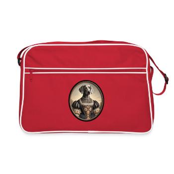 Portrait du chien braque de Weimar Lou - Sac Retro - rouge/blanc - Devant