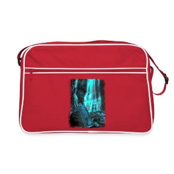 Felsiger Wasserfall - Retro Tasche - Rot/Weiß - Vorne
