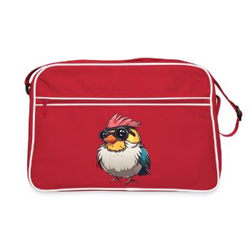 Illustration d’oiseau techno coloré - Sac Retro - rouge/blanc - Devant