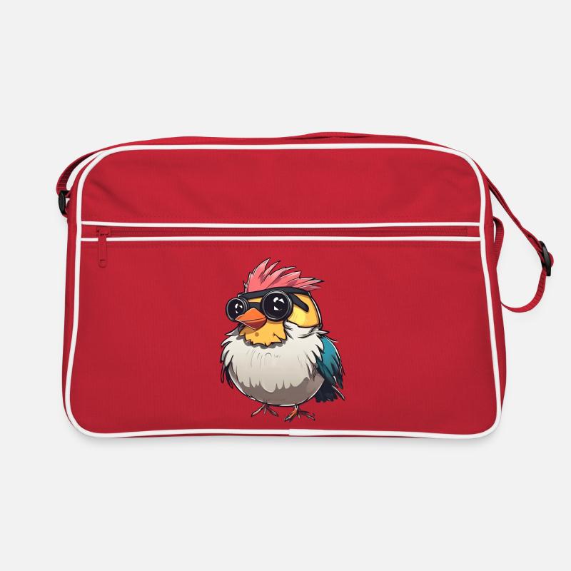 Bunte Techno-Vogel-Illustration Retro Tasche