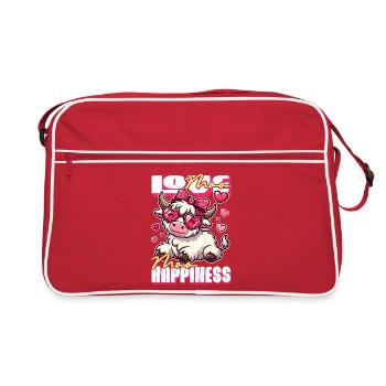 Moo Love, Moo Happiness - Conception de vache mignonne - Sac Retro - rouge/blanc - Devant