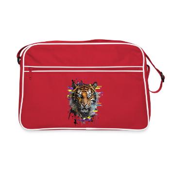 Tiger Gaze: Chromatische Symphonie - Retro Tasche - Rot/Weiß - Vorne