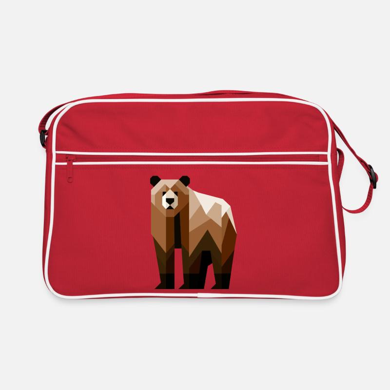 Geometrischer Bär - Retro Tasche - Rot/Weiß