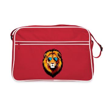 Lion Cool : Le roi de la savane en mode branché - Sac Retro - rouge/blanc - Devant