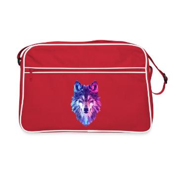 Loup géométrique aux couleurs néon - Sac Retro - rouge/blanc - Devant