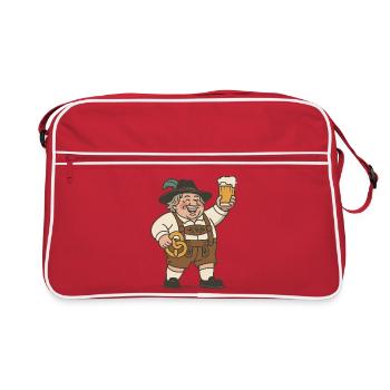 Fröhlicher Bierliebhaber in Lederhosen - Retro Tasche - Rot/Weiß - Vorne