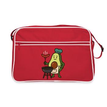Avo cooking figure with grill and sausages - Retro Bag - red/white - Front