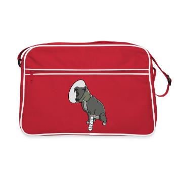 Adorable Injured Dog with Bandage and Cone - Retro Bag - red/white - Front
