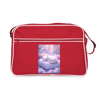 Chat endormi rêveur avec fond scintillant - Sac Retro - rouge/blanc - Devant