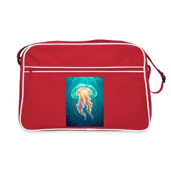 Comic style box jellyfish, transparent cube-shaped - Retro Bag - red/white - Front