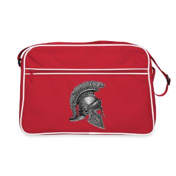 Corinthian helmet – Antique engraving - Retro Bag - red/white - Front