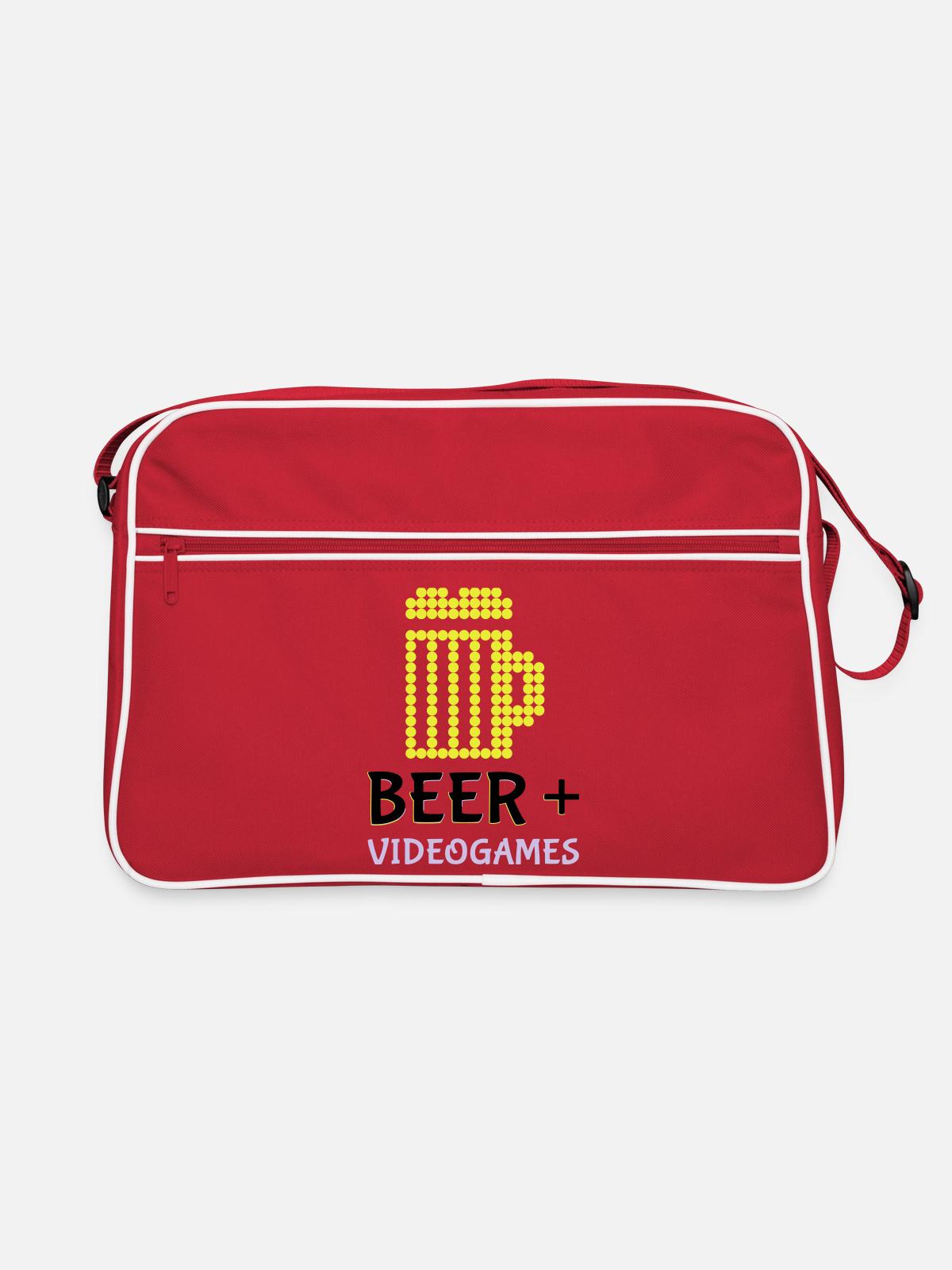 Pixel-Bier-Videospiele - Retro Tasche - Rot/Weiß - Vorne