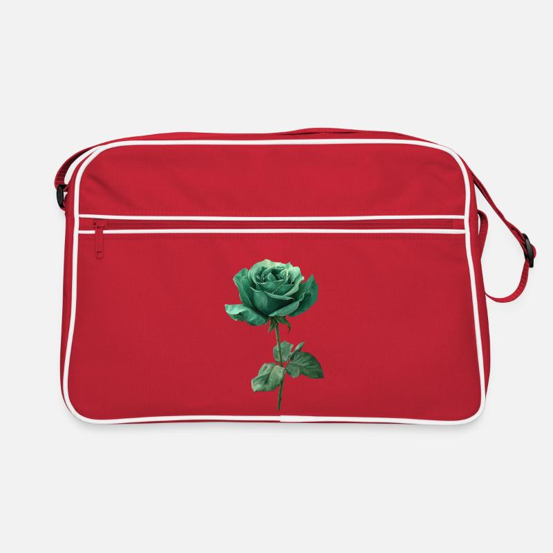 Smaragd Grüne Rose - Retro Tasche - Rot/Weiß