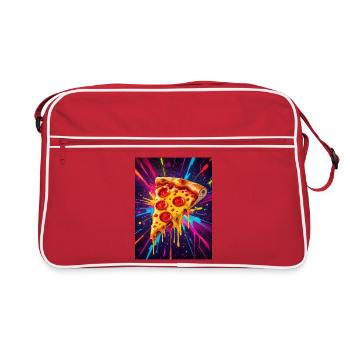 Une tranche de pizza au fromage fondant qui brille en éclat - Sac Retro - rouge/blanc - Devant