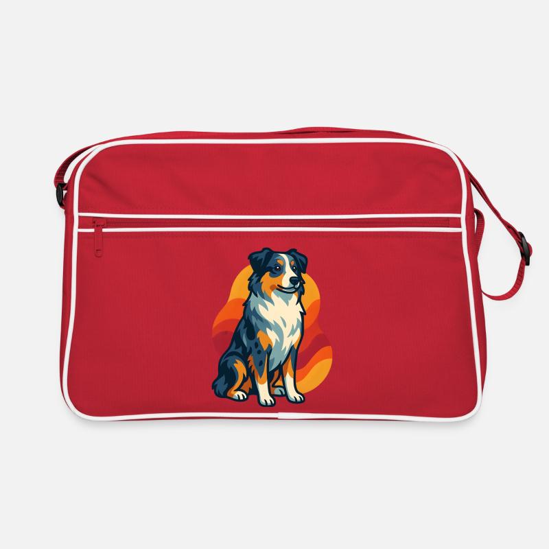 Sunset Australian Shepherd Hund Retro Tasche