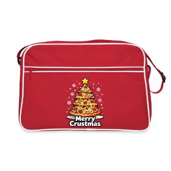 Weihnachtspizza - Retro Tasche - Rot/Weiß - Vorne