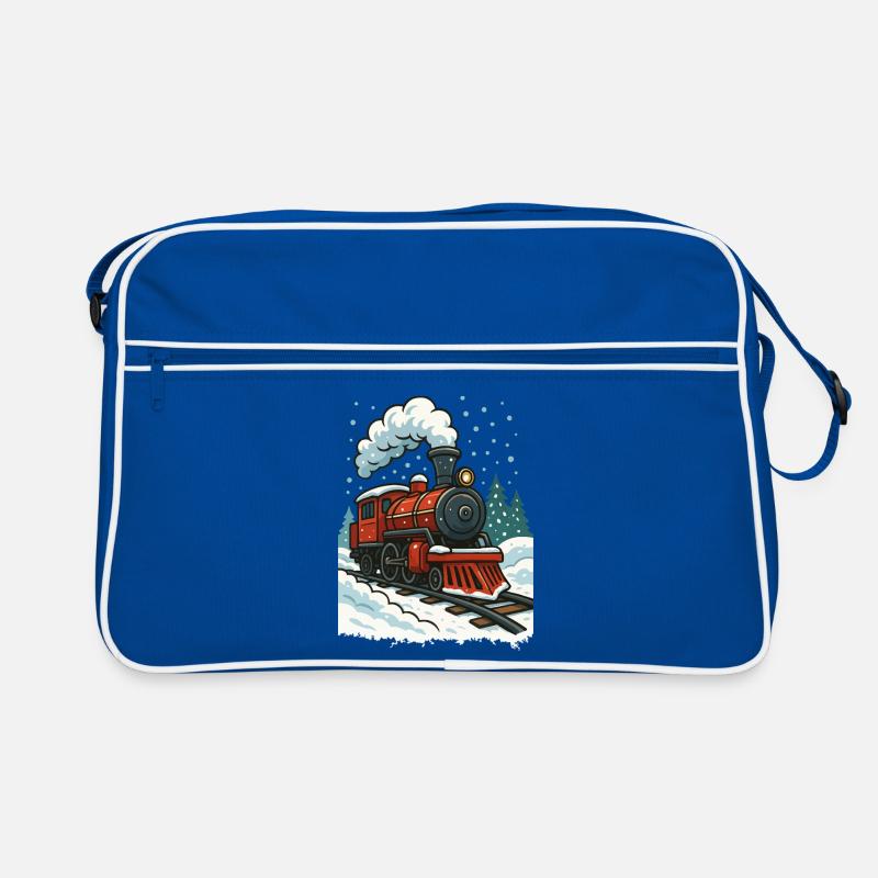 Winterliche Dampflok Comic Retro Tasche