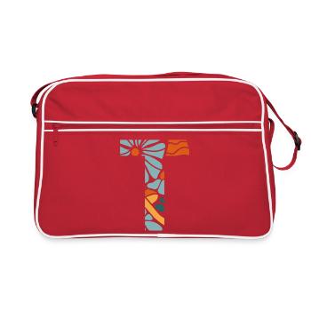 Lettre t fleurs groovy idée cadeau  - Sac Retro - rouge/blanc - Devant