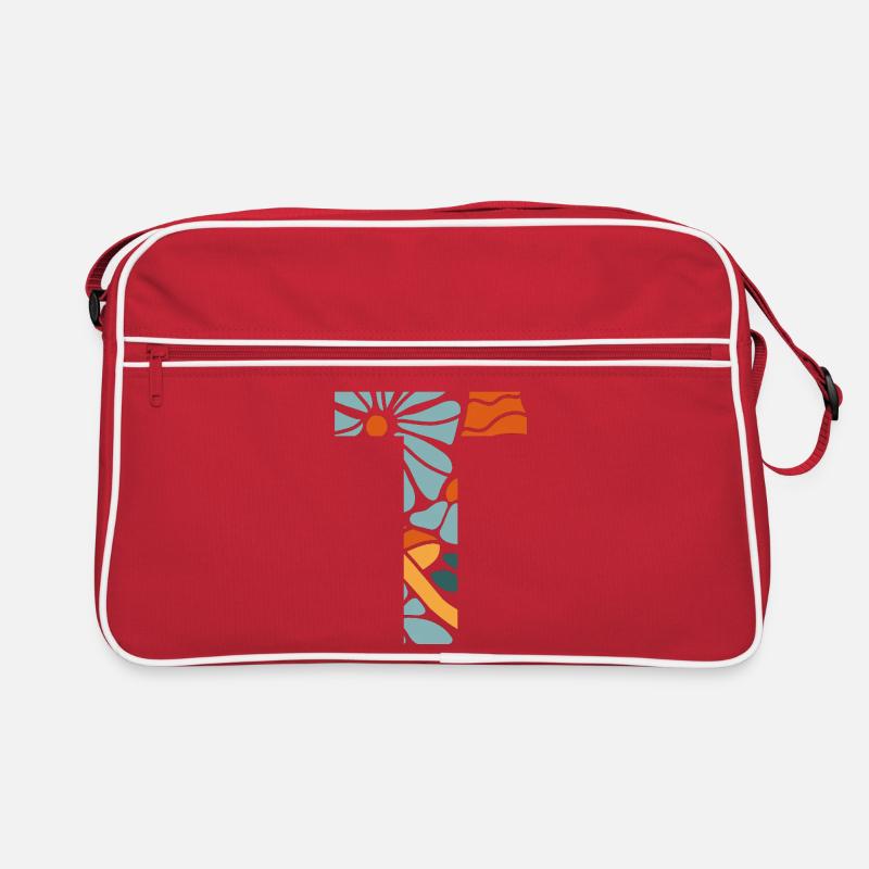 Lettre t fleurs groovy idée cadeau  Sac Retro