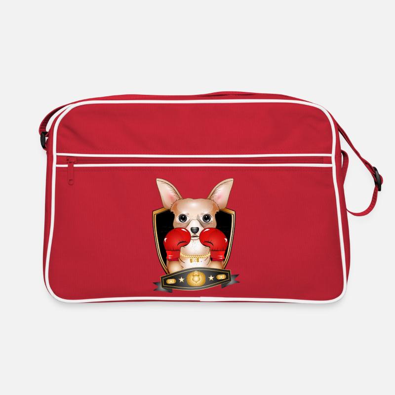 Chihuahua de boxe – Motif de boxeur drôle - Sac Retro - rouge/blanc