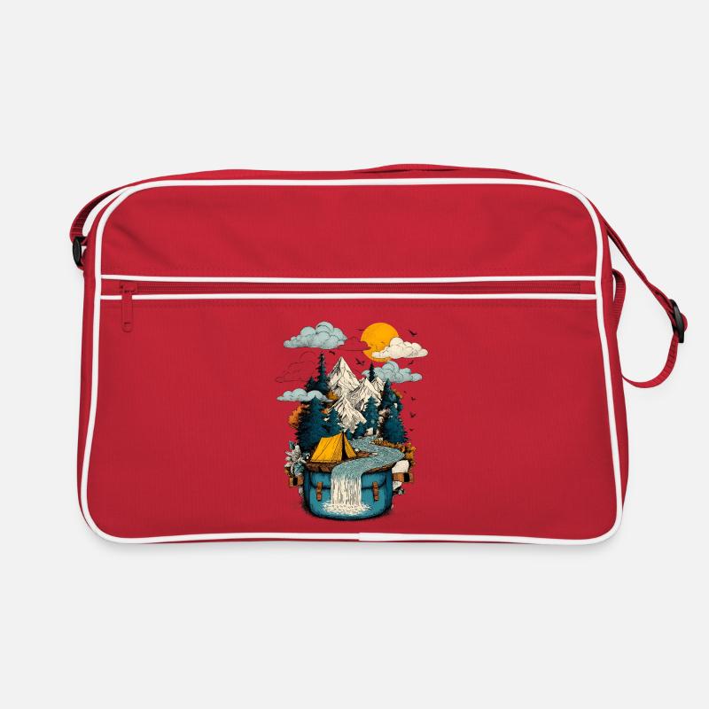 Bergsee Pfad - Camping Backpacker Motiv Retro Tasche