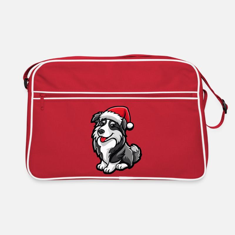 Border Collie Hund Weihnachten Retro Tasche