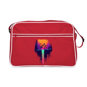Mountainbike Downhill Wasserfall - MTB Geschenk - Retro Tasche - Rot/Weiß - Vorne