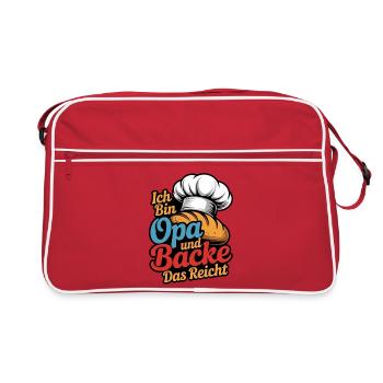 Je suis grand-père et je fais de l’humour de cuisinier pâtissier - Sac Retro - rouge/blanc - Devant