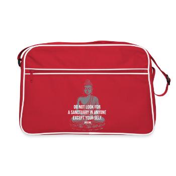 Self Sanctuary Buddha Quote Design - Retro Bag - red/white - Front