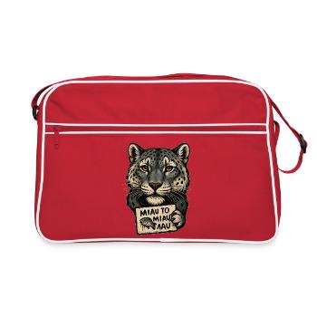 Léopard avec signe de miaulement de bouclier - Sac Retro - rouge/blanc - Devant