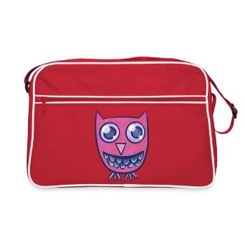 Dessin animé de la chouette rose - Sac Retro - rouge/blanc - Devant