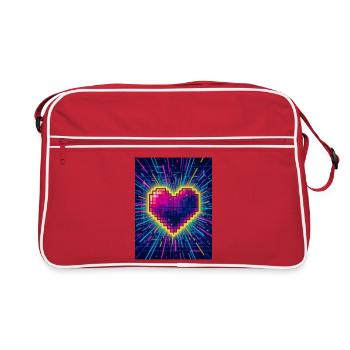 Neon Heart Pulse – Amour rétro des années 80 - Sac Retro - rouge/blanc - Devant