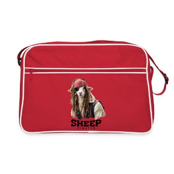 Pirate Sheep with Dreadlocks - Retro Bag - red/white - Front