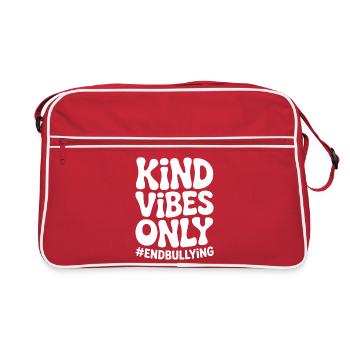 Freundliche Vibes nur gegen Mobbing - Retro Tasche - Rot/Weiß - Vorne