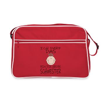 Darf das bin die Große Schwester - Retro Tasche - Rot/Weiß - Vorne