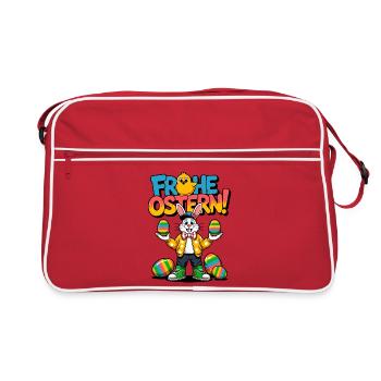 Fröhliche Ostern Bunny Farbenfest - Retro Tasche - Rot/Weiß - Vorne