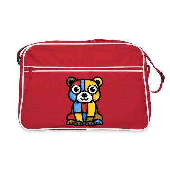 Colorful stylized image of a bear - Retro Bag - red/white - Front