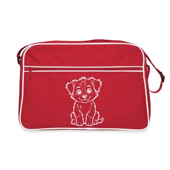 Sketch de chiot câlin - Sac Retro - rouge/blanc - Devant