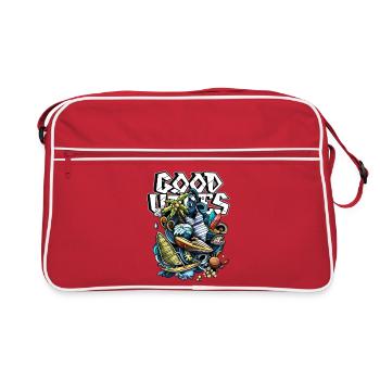 Bonne ambiance surf sur la plage - Sac Retro - rouge/blanc - Devant