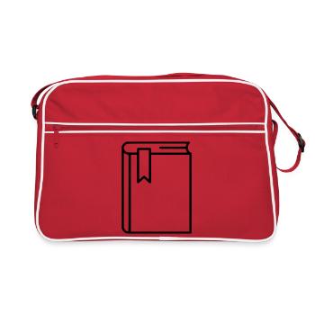 Book Notebook Bookmark Icon - Retro Bag - red/white - Front