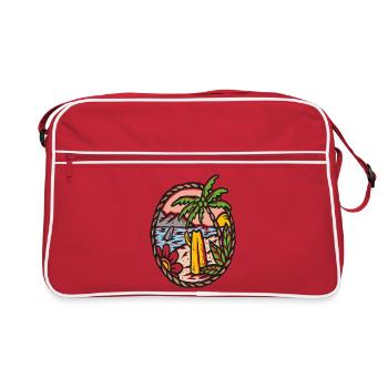 Cadre circulaire de Vagues de palmier de plage - Sac Retro - rouge/blanc - Devant