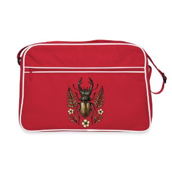 Insecte en bronze dans une couronne de feuilles - Sac Retro - rouge/blanc - Devant